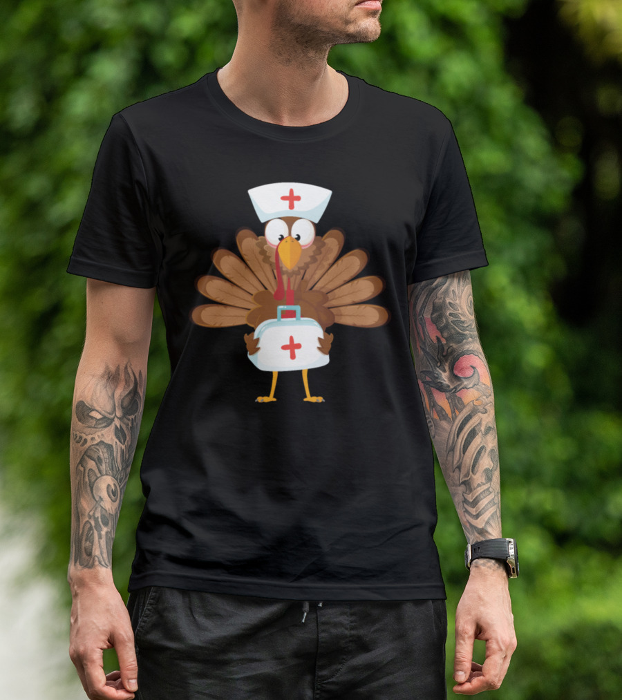 Thanksgiving Turkey Nurse With Medical Bag T-Shirt