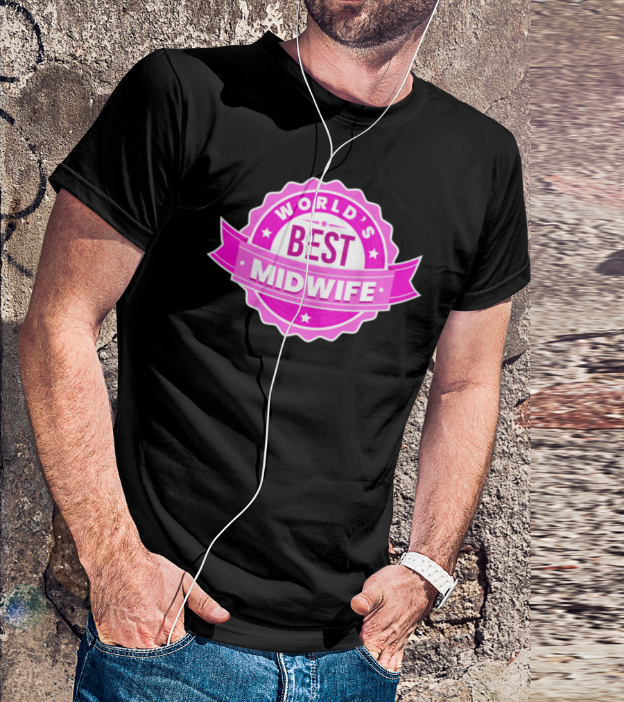 World's Best Midwife Pink Badge T-Shirt
