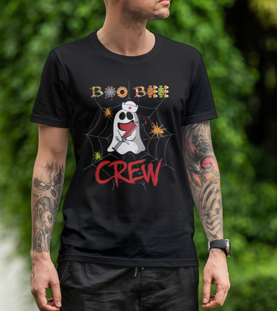 Boo Boo Crew Nurse Ghost Spider Web Halloween T-Shirt