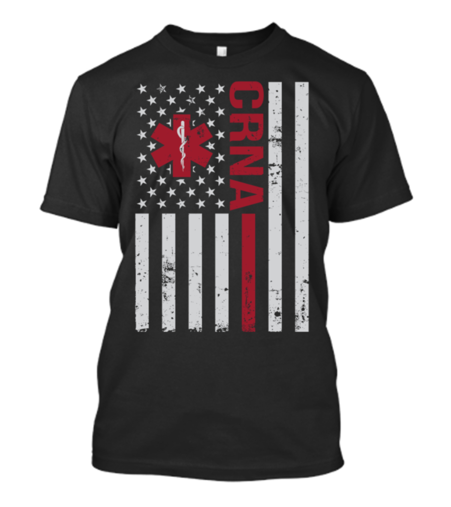 CRNA Certified Nurse Anesthetist American Flag Star Of Life T-Shirt
