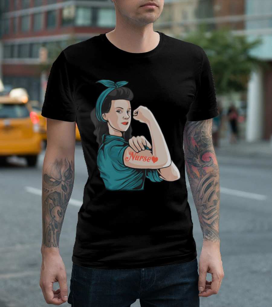 Nurse Heart Flexing Rosie the Riveter T-Shirt