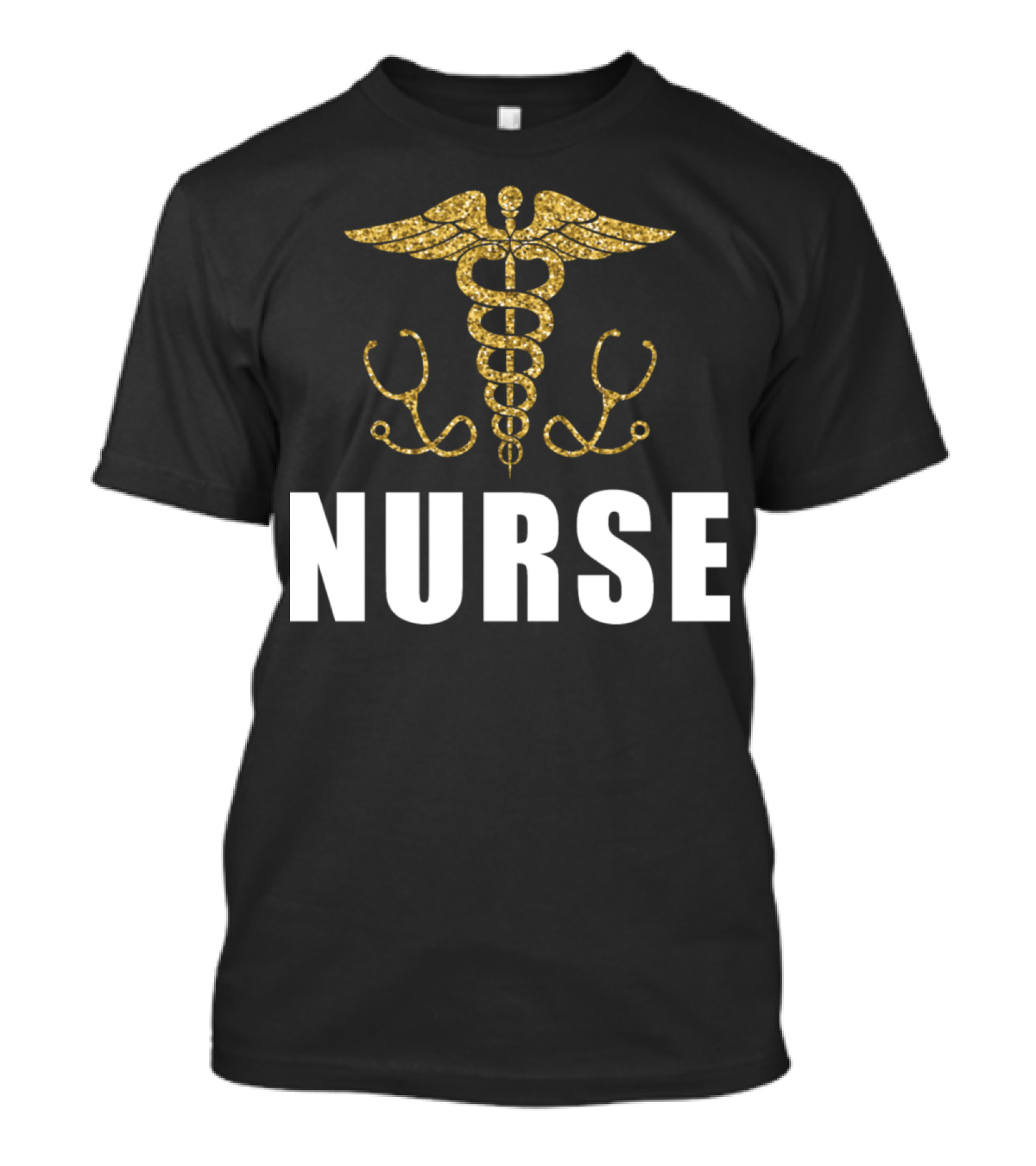 Nurse Golden Caduceus Stethoscope T-Shirt