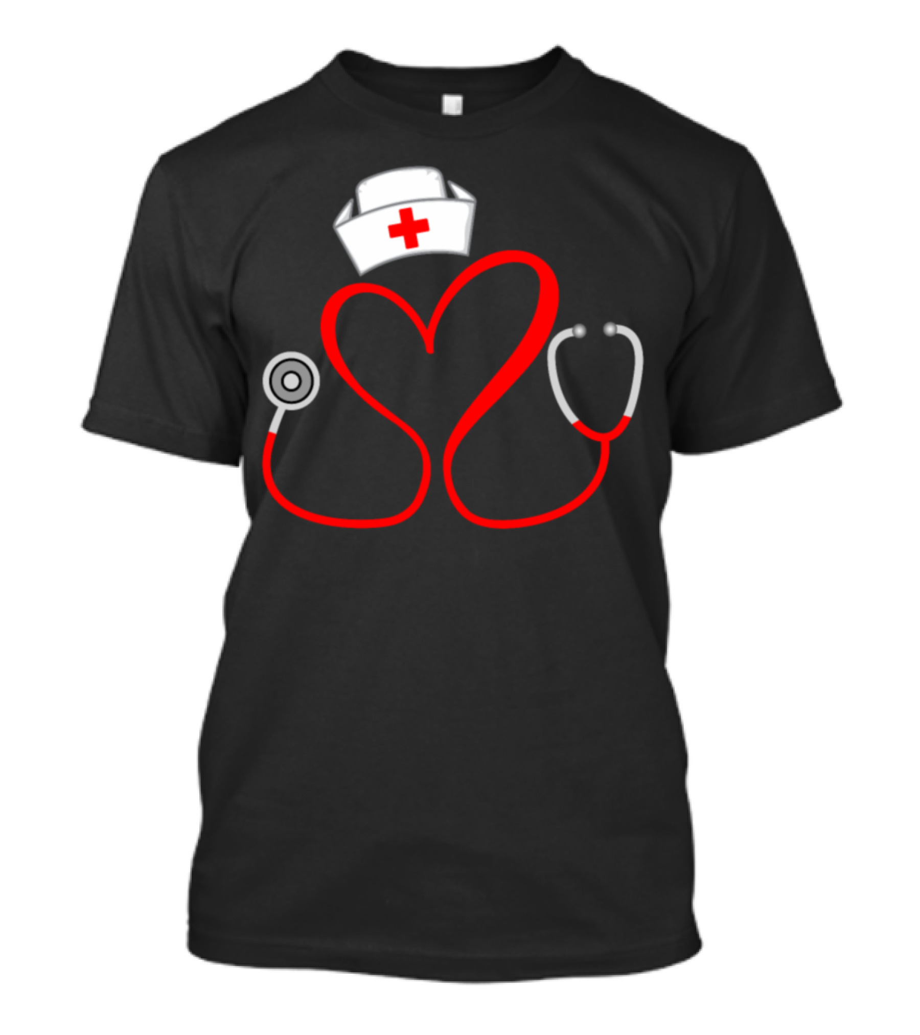 Nurse Valentine's Day Stethoscope Heart With Nurse Cap T-Shirt