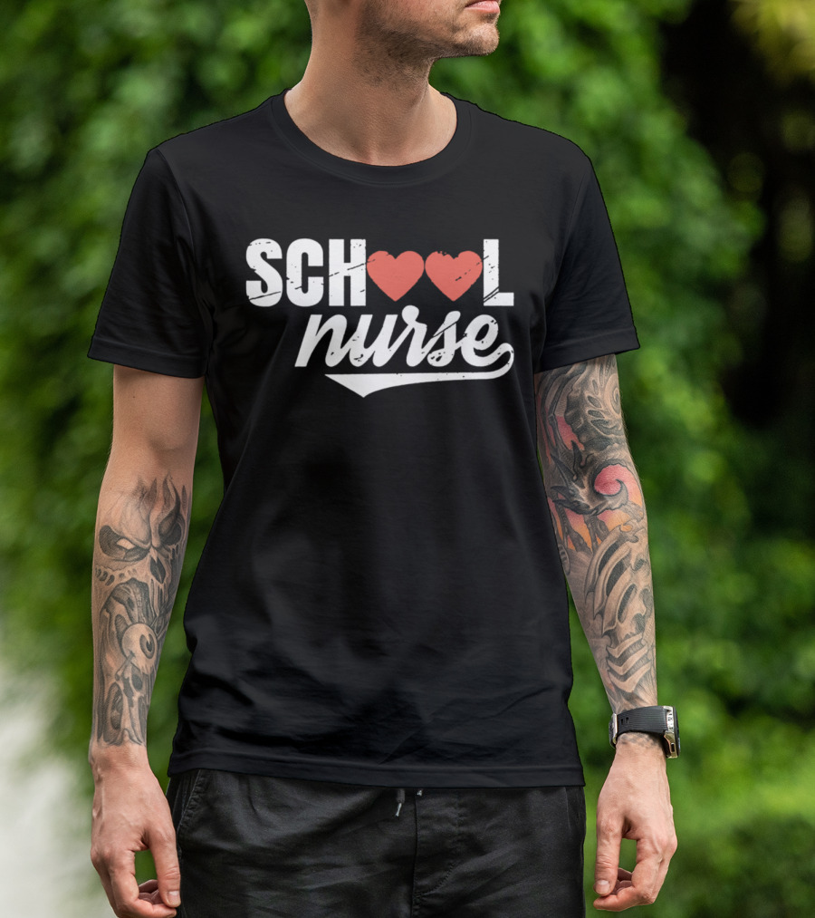 School Nurse Heart Icon With Red Love T-Shirt
