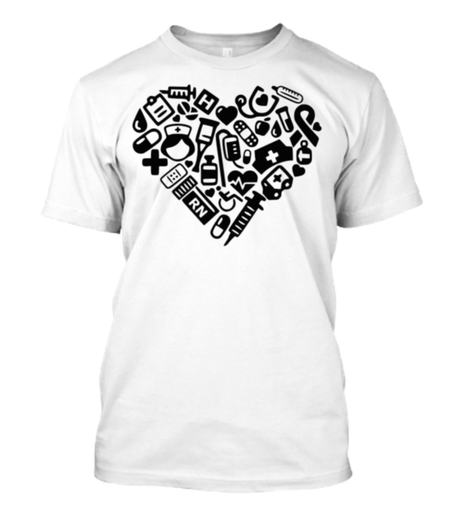 I Love Being A Nurse RN Heart With Medical Icons T-Shirt