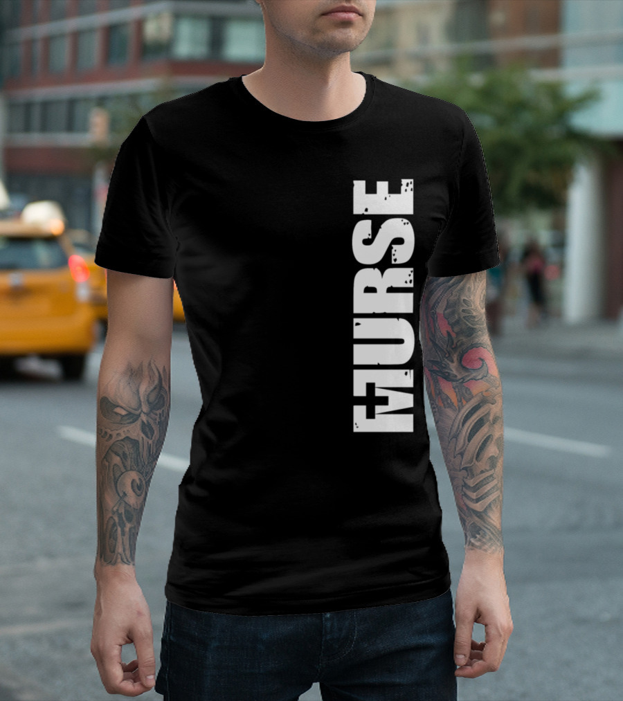 Murse Vertical Text Medical Cross T-Shirt