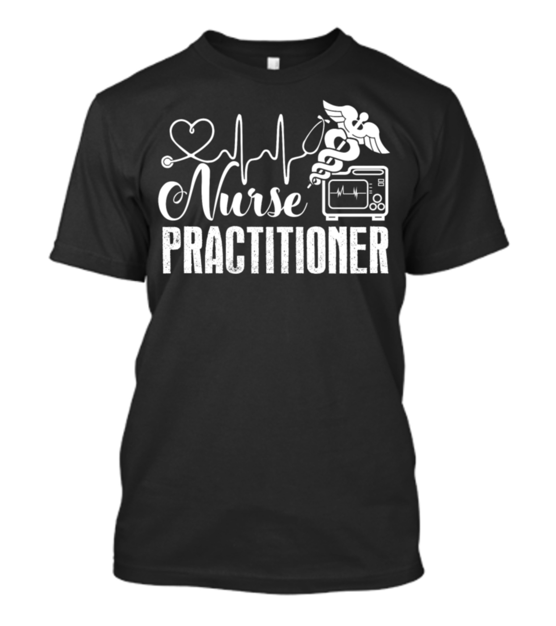 Nurse Practitioner Love Heartbeat Stethoscope Caduceus Monitor T-Shirt