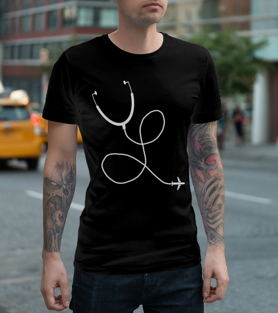 Traveling Nurse Stethoscope Airplane T-Shirt