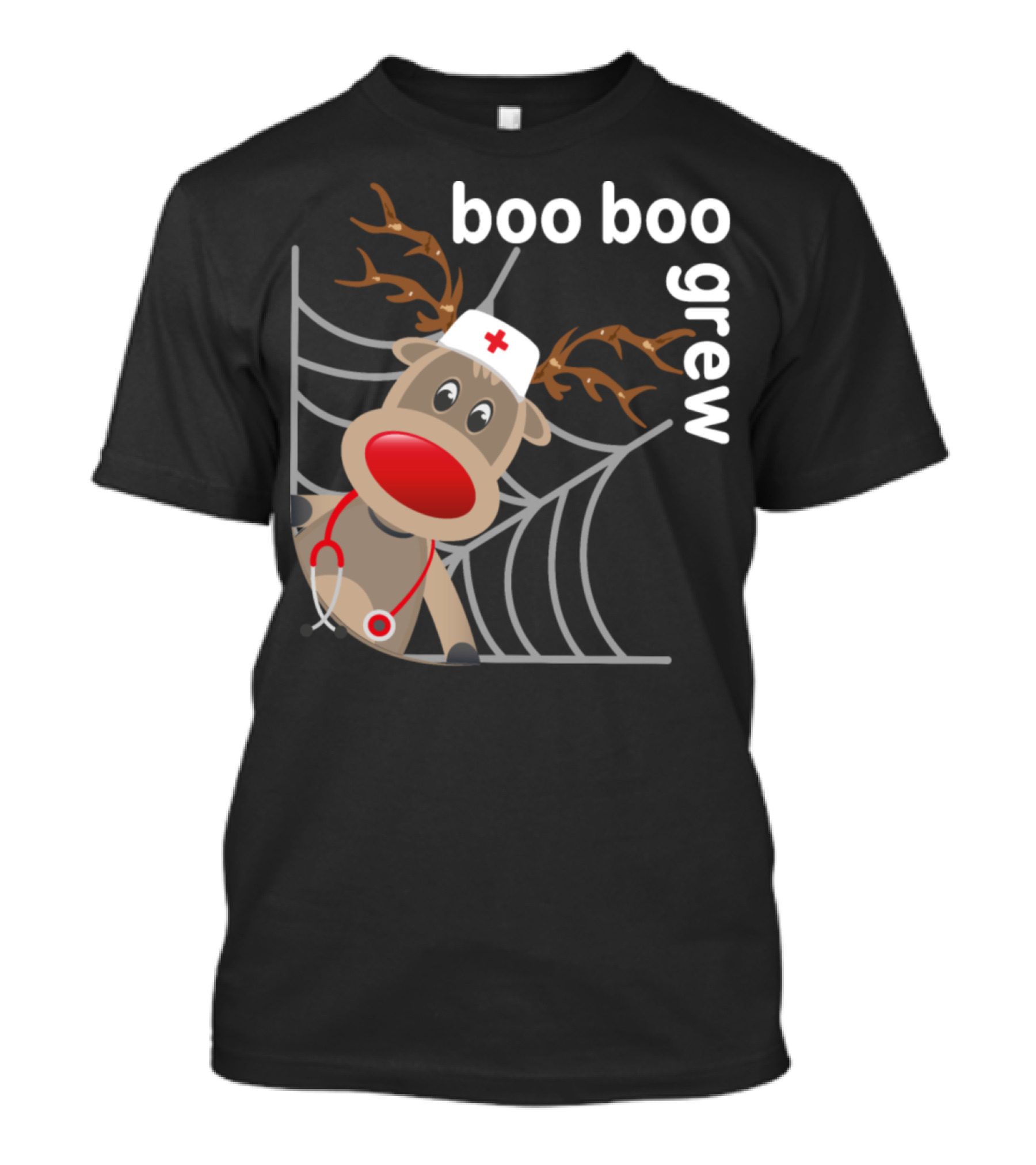 Christmas Boo Boo Crew Reindeer Nurse Stethoscope Hat Web T-Shirt