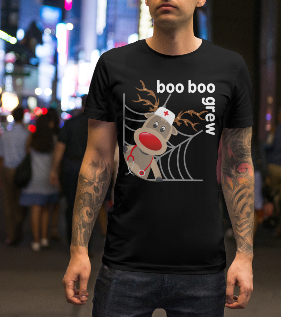 Christmas Boo Boo Crew Reindeer Nurse Stethoscope Hat Web T-Shirt