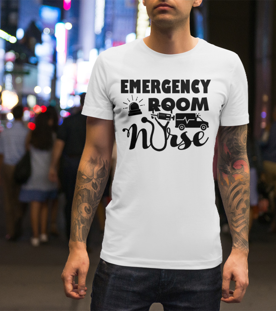 Emergency Room Nurse Ambulance And Medical Icons T-Shirt