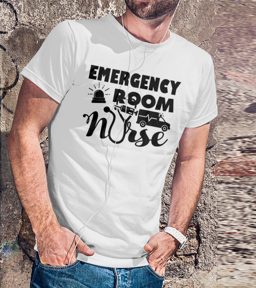 Emergency Room Nurse Ambulance And Medical Icons T-Shirt