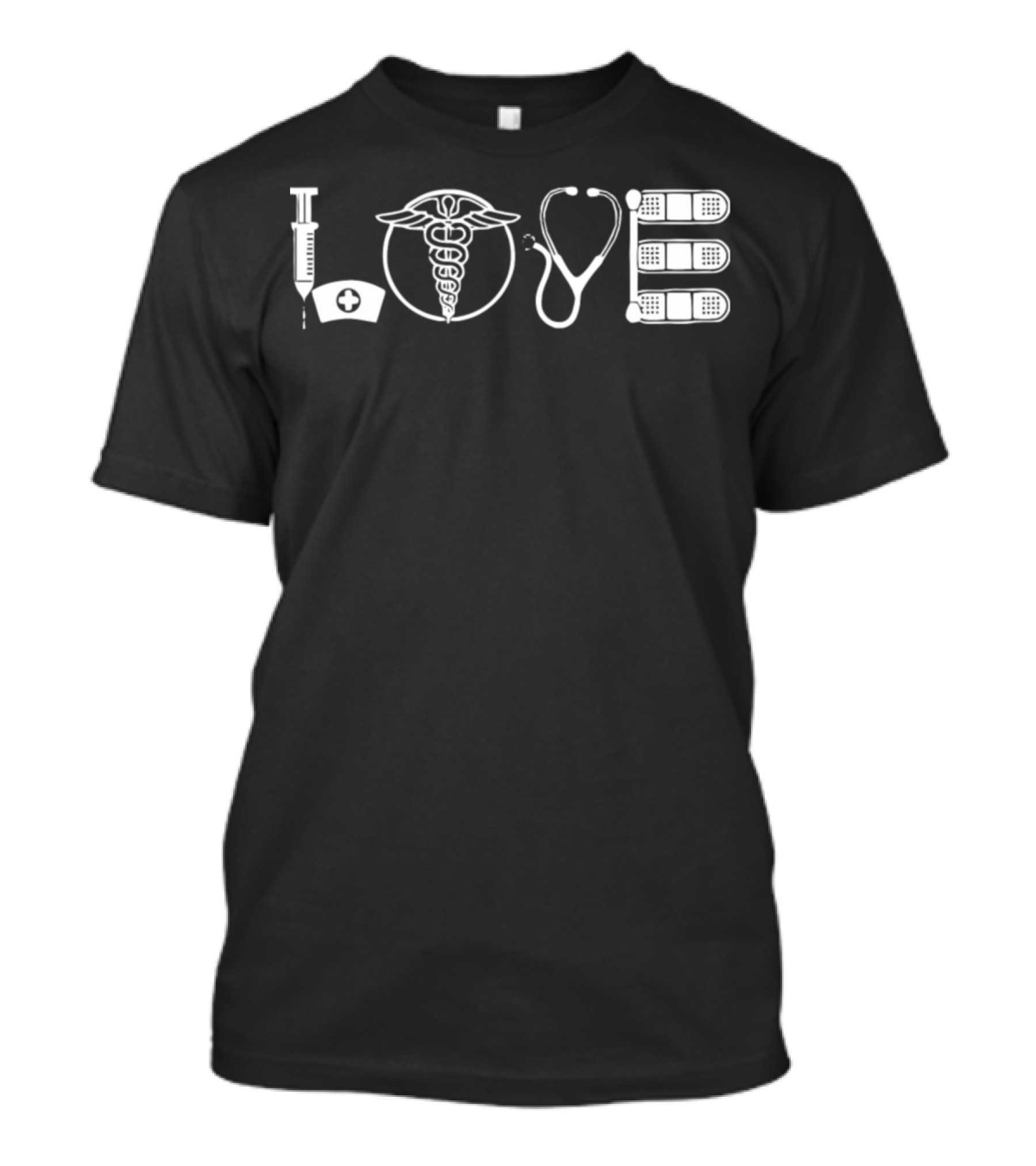 Love Nurse Syringe Caduceus Stethoscope Bandages T-Shirt