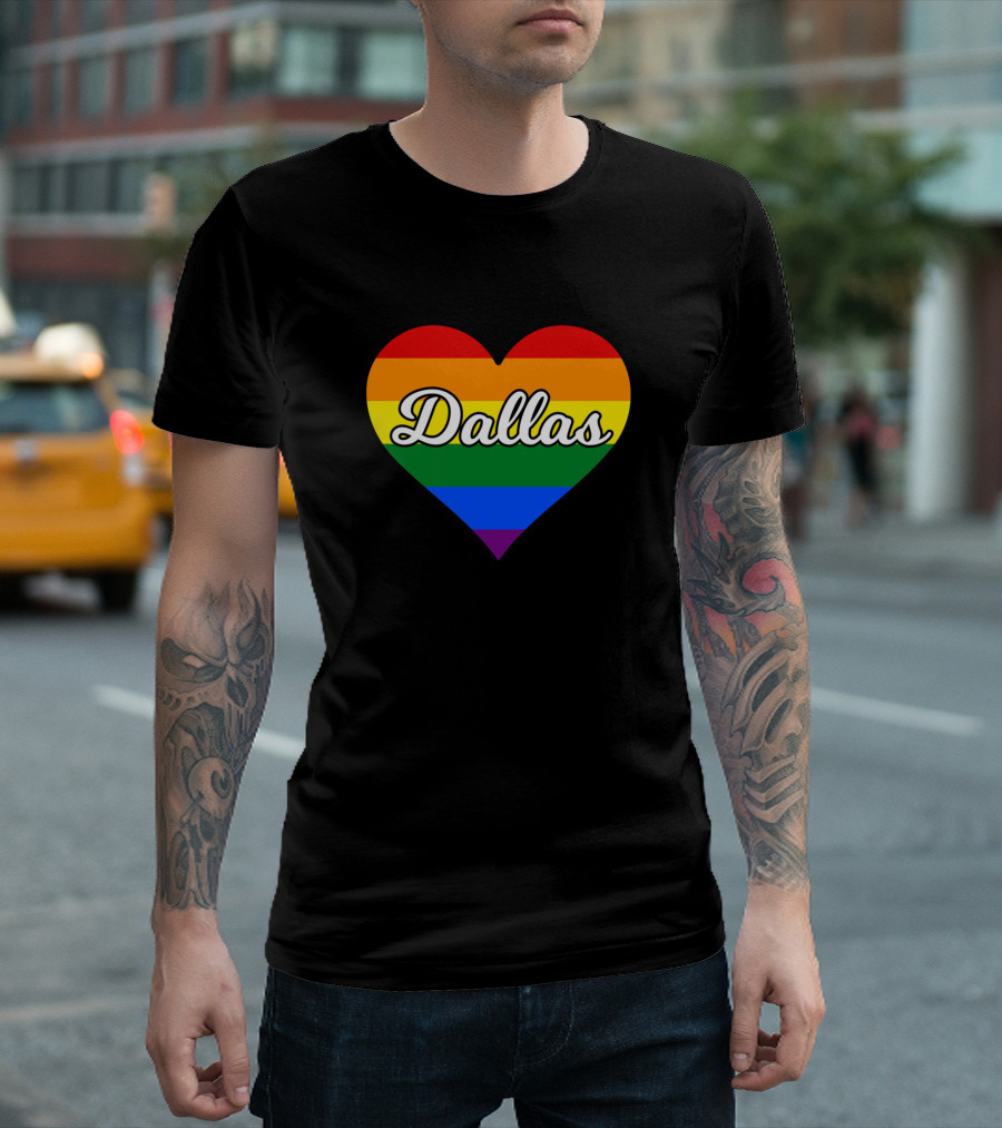 Dallas Rainbow Heart Pride T-Shirt