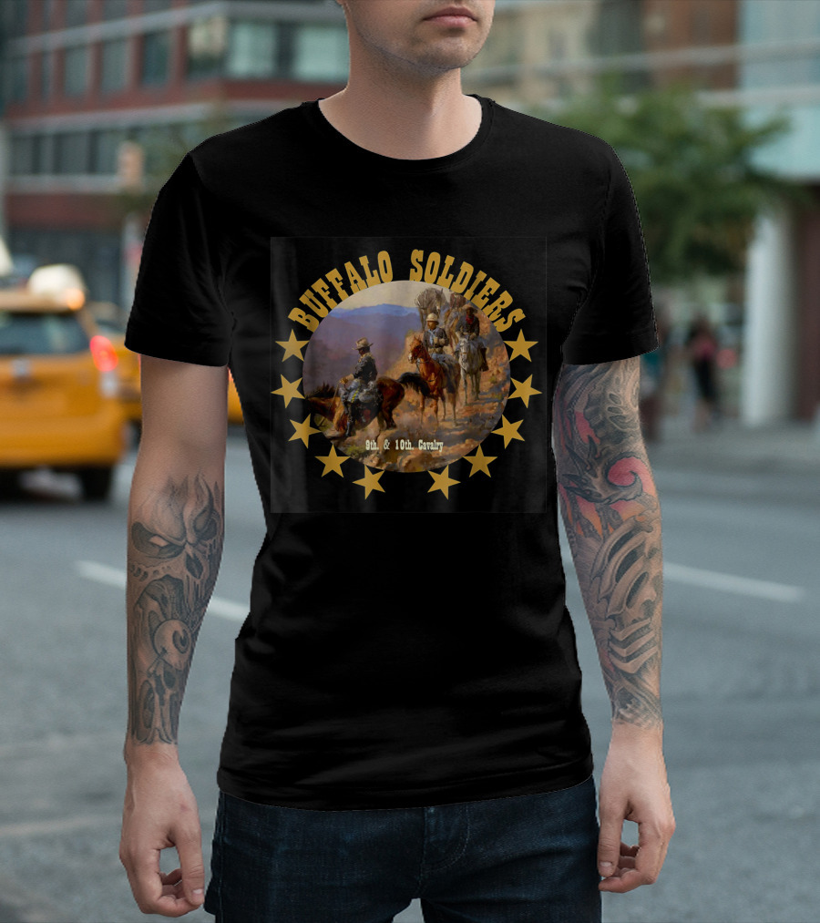 Buffalo Soldiers 9th and 10th Cavalry African American Troops Star Circle T-Shirt
