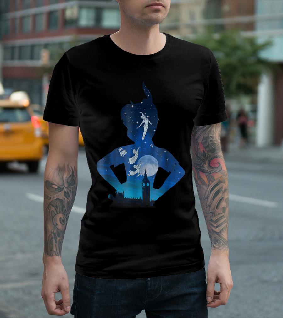 Peter Pan Flight Over London Silhouette Disney T-Shirt