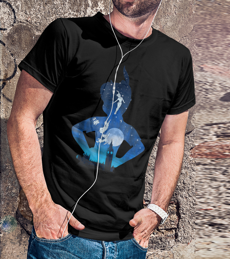 Peter Pan Flight Over London Silhouette Disney T-Shirt