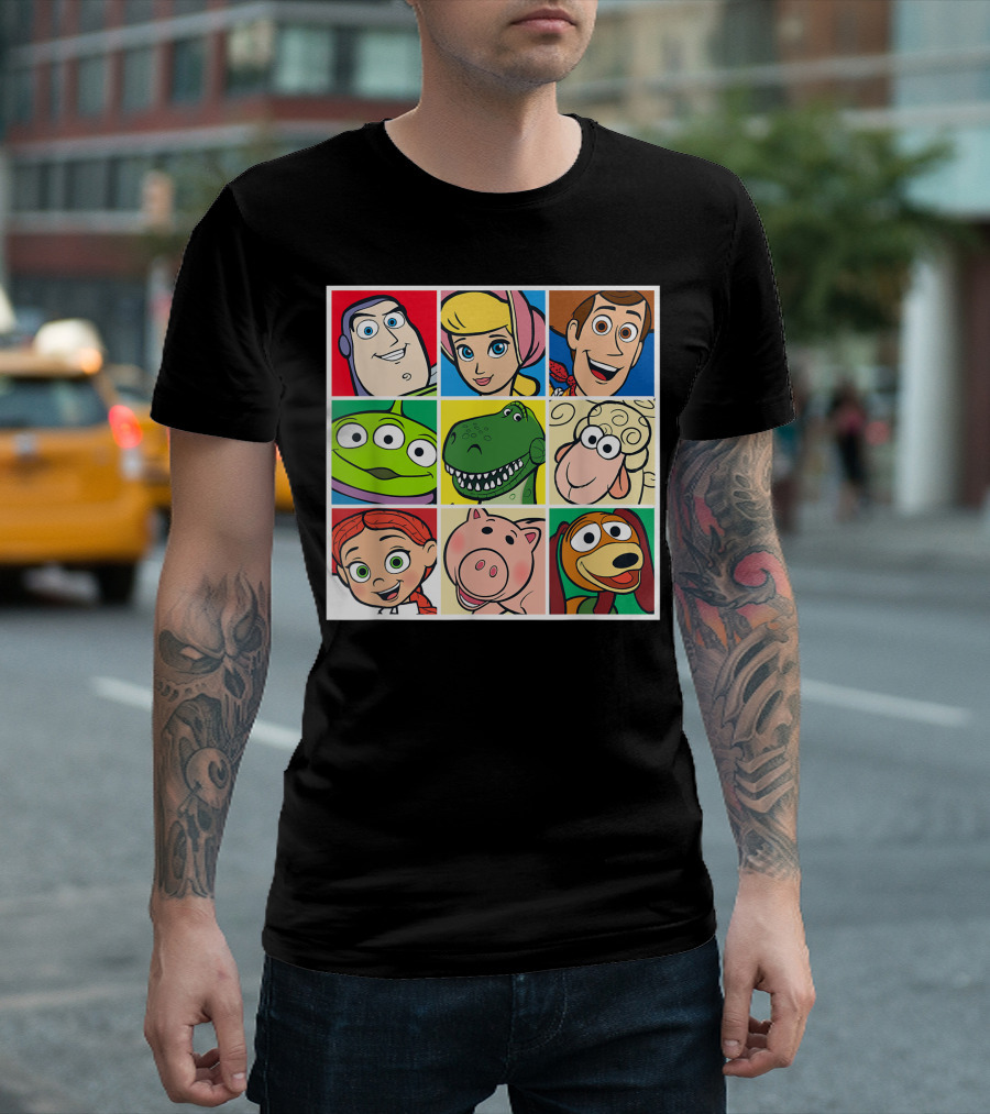Buzz Woody Rex Jessie Hamm Slinky Toy Story Character Grid T-Shirt