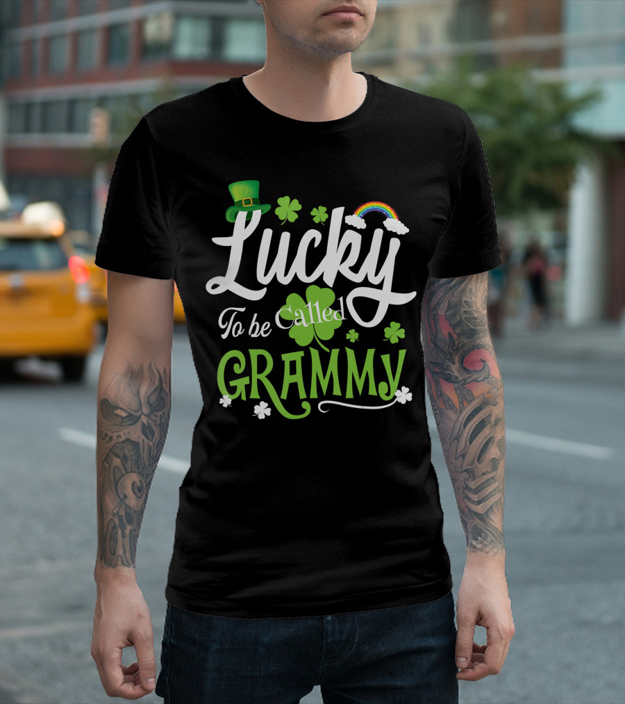 Lucky To Be Called Grammy Shamrock Hat Rainbow T-Shirt