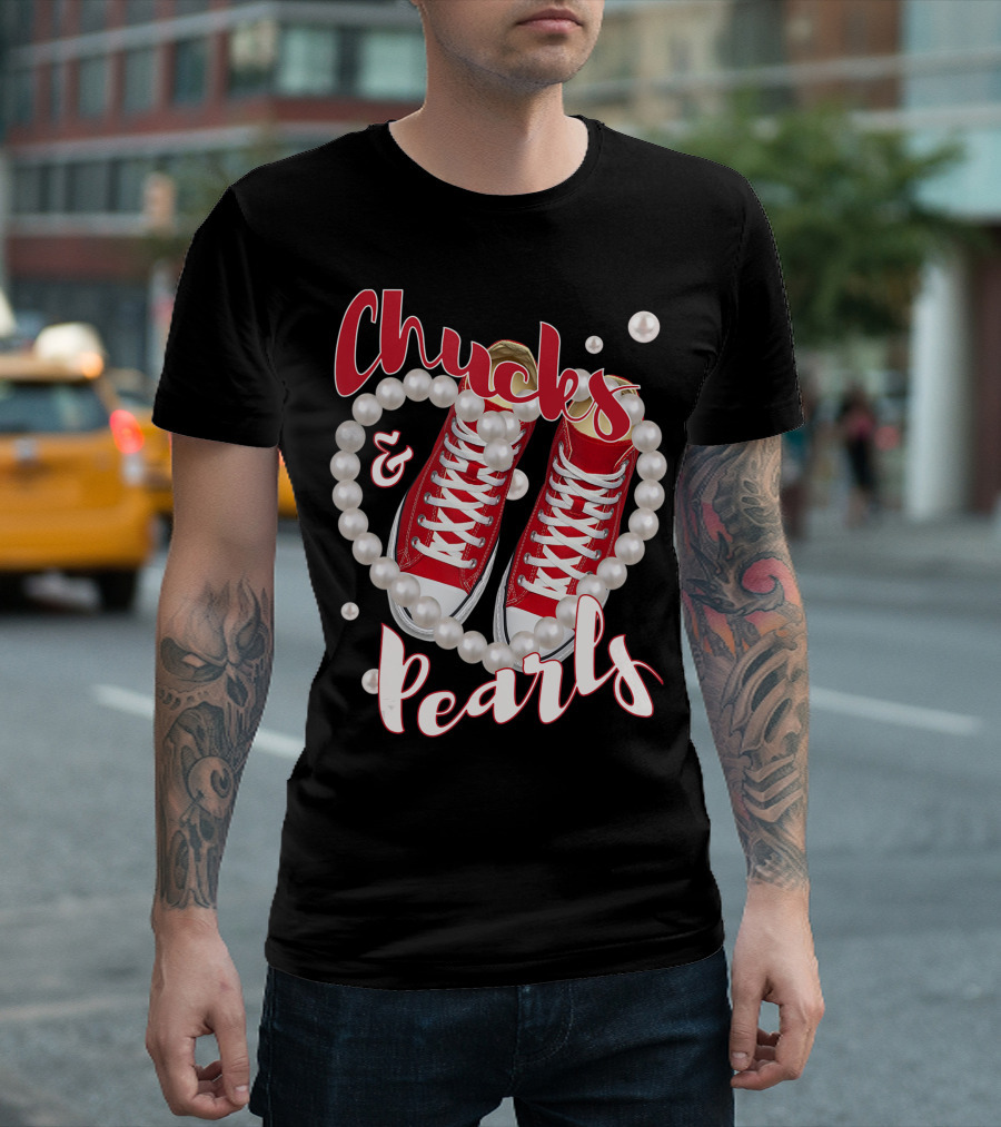Chucks and Pearls Red Sneakers Magic T-Shirt