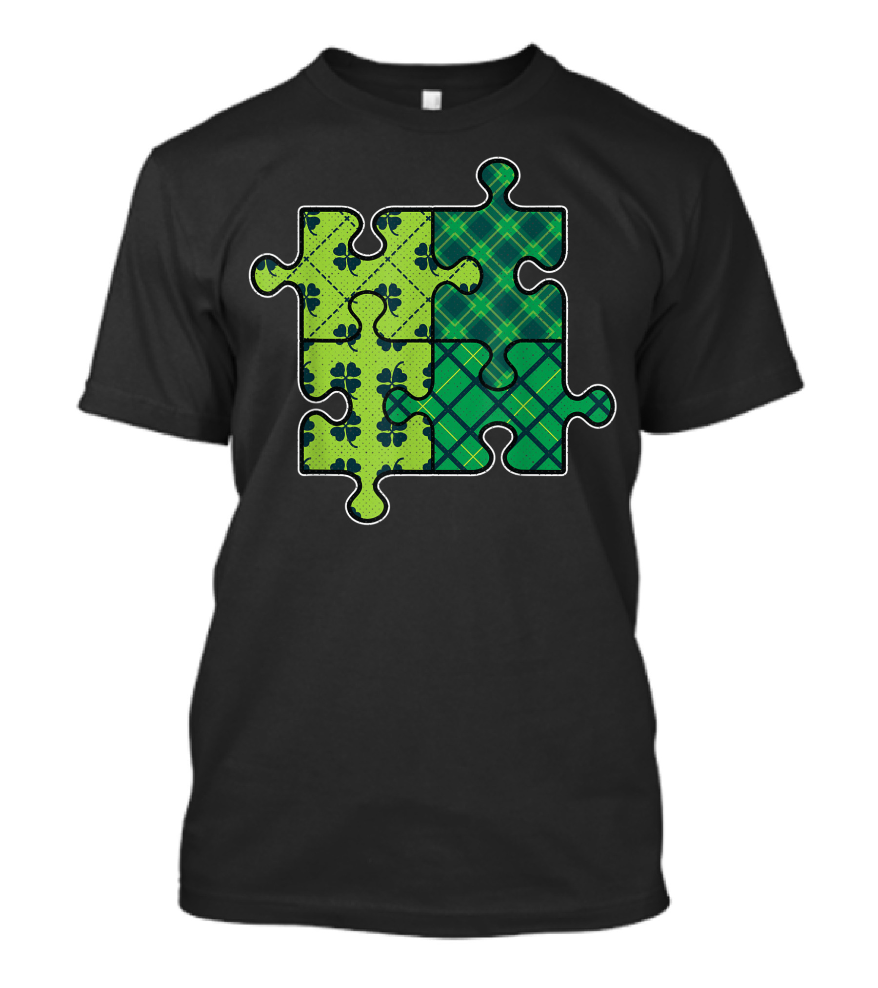 Autism Awareness Shamrock Puzzle St Patricks Day T-Shirt