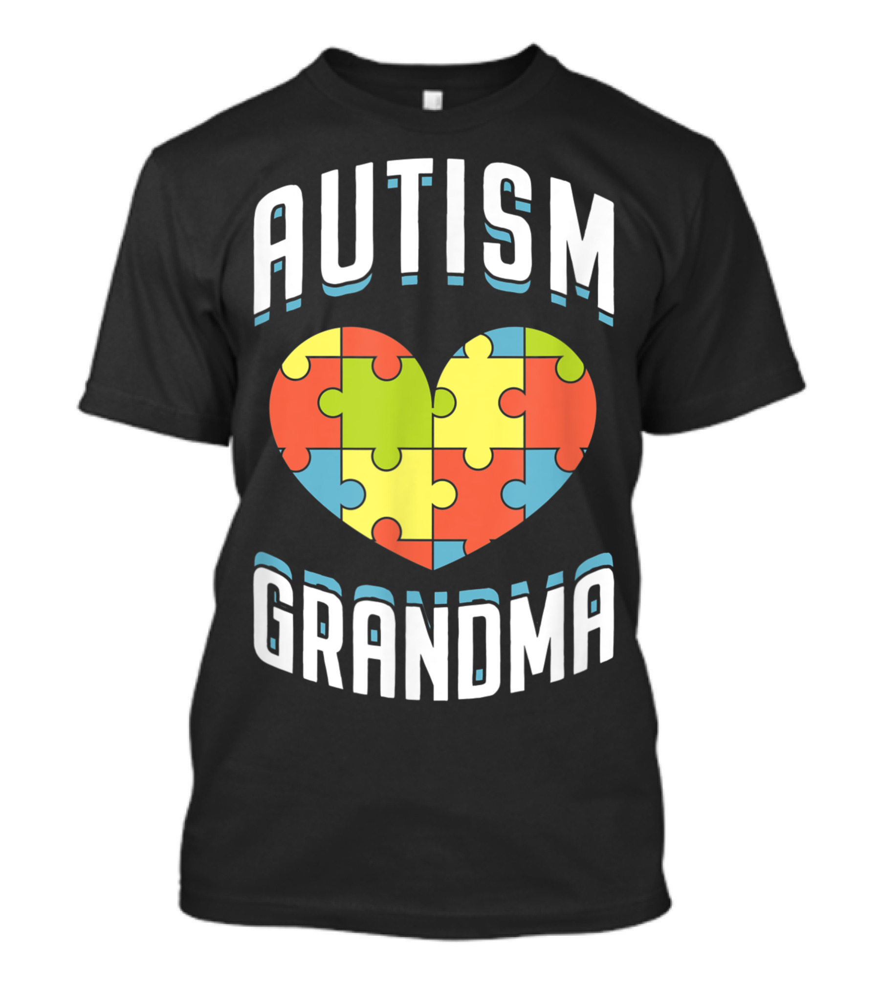 Autism Grandma Heart Puzzle Piece Autism Awareness Day Love T-Shirt