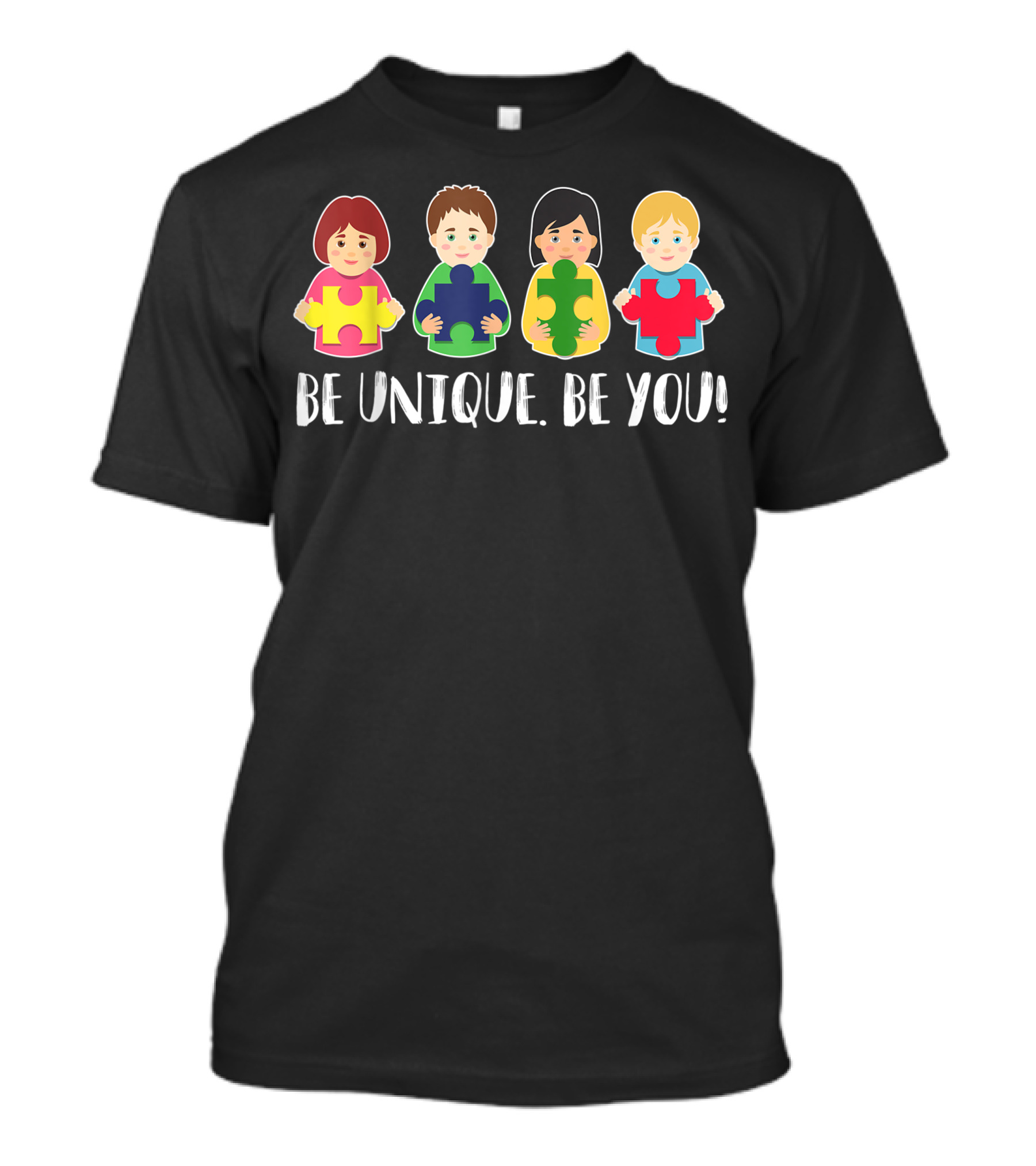 Be Unique Be You Puzzle Autism Awareness Kids Holding Pieces T-Shirt