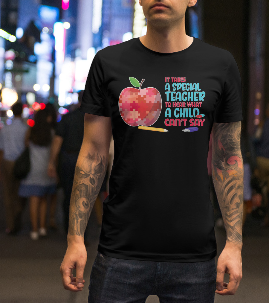 It Takes A Special Teacher Autism Awareness Puzzle Apple T-Shirt
