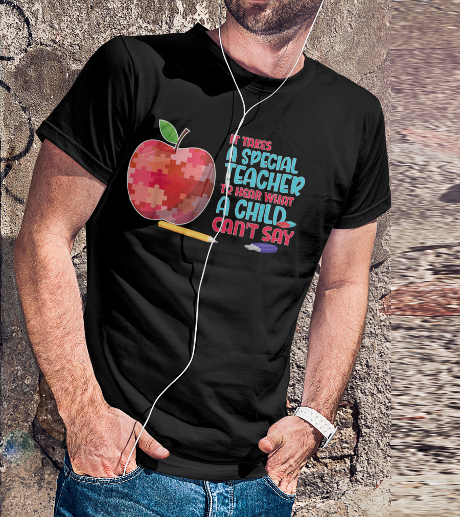 It Takes A Special Teacher Autism Awareness Puzzle Apple T-Shirt