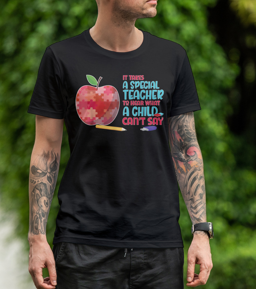 It Takes A Special Teacher Autism Awareness Puzzle Apple T-Shirt