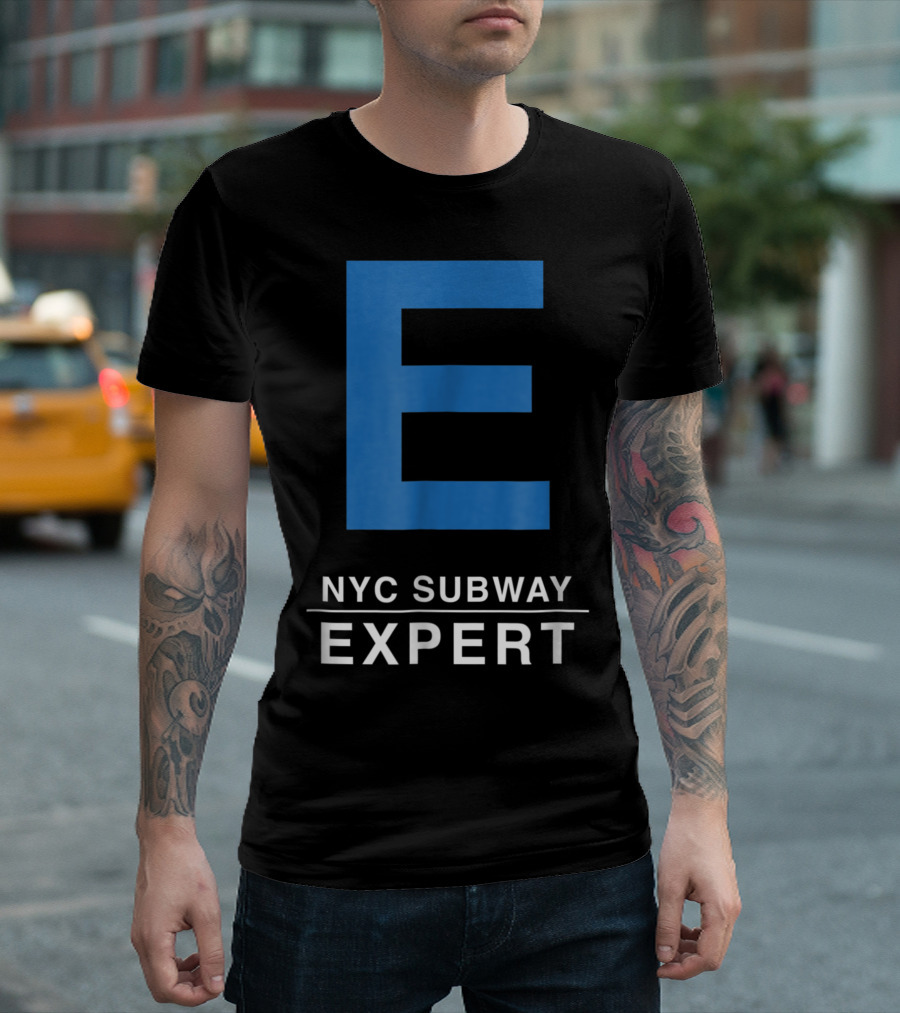 NYC Subway Expert E Blue Letter T-Shirt