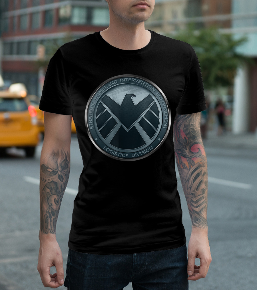 Strategic Homeland Intervention Enforcement Logistics Division Marvel Agents Of SHIELD Eagle Badge T-Shirt