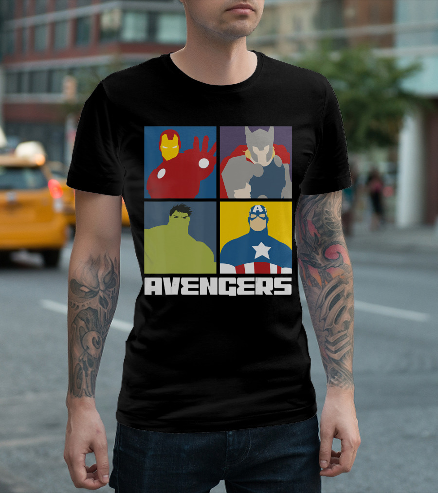 Avengers Assemble Ironman Hulk Thor Captain America 4 Box T-Shirt