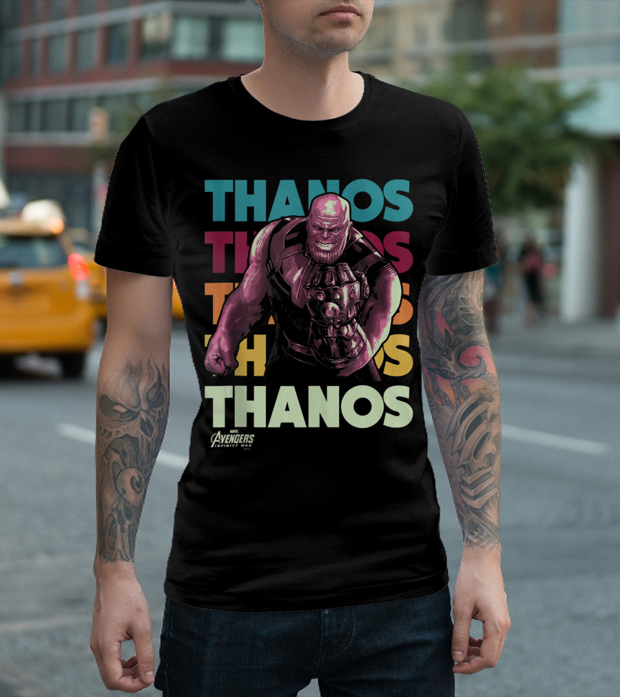 Thanos Marvel Avengers Infinity War Word Stack T-Shirt