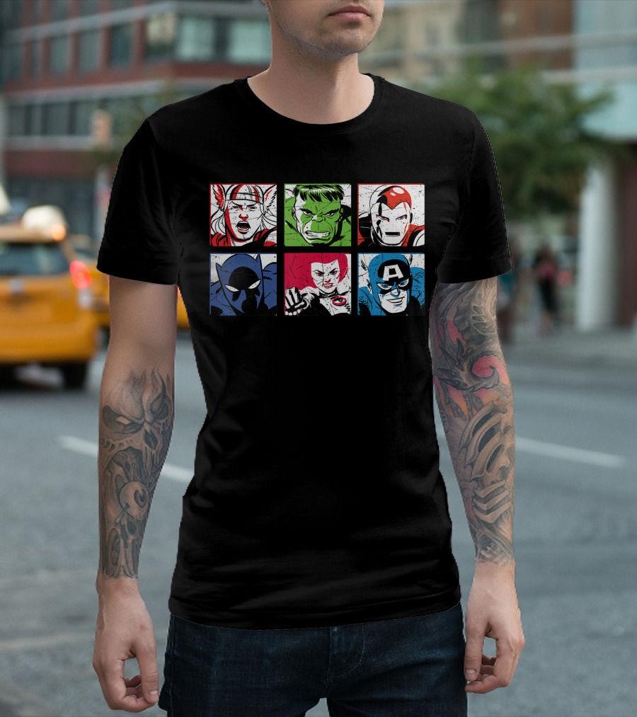 Marvel Avengers Thor Hulk Iron Man Black Panther Black Widow Captain America T-Shirt