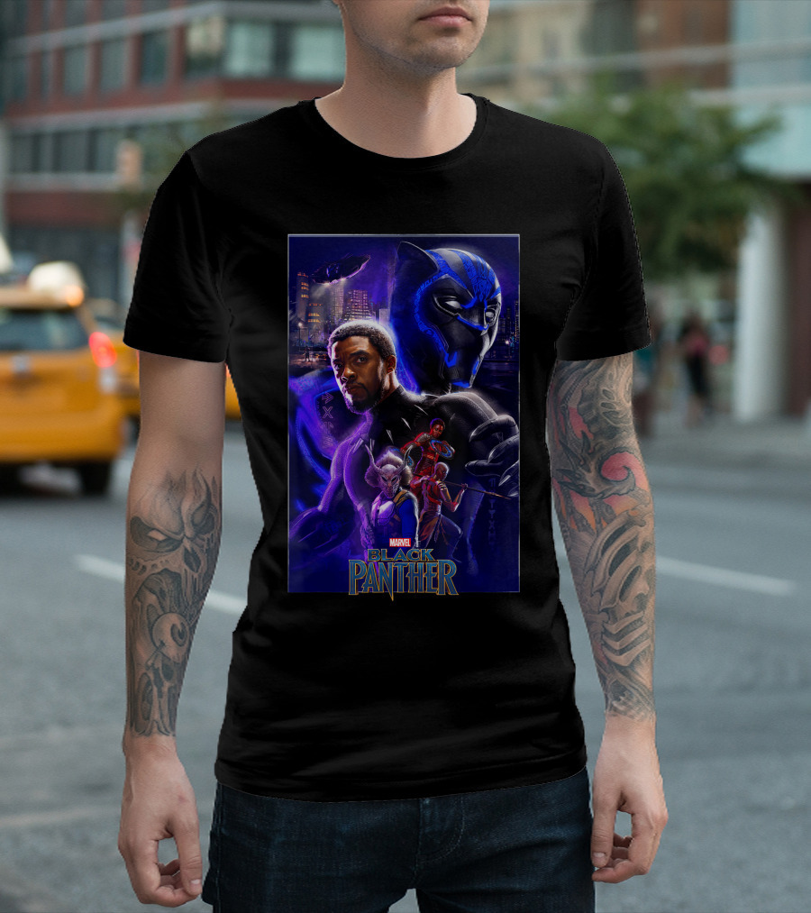 Marvel Black Panther Movie Urban Wakanda Characters Purple T-Shirt