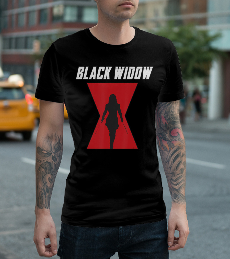 Black Widow Marvel Silhouette Red Hourglass T-Shirt