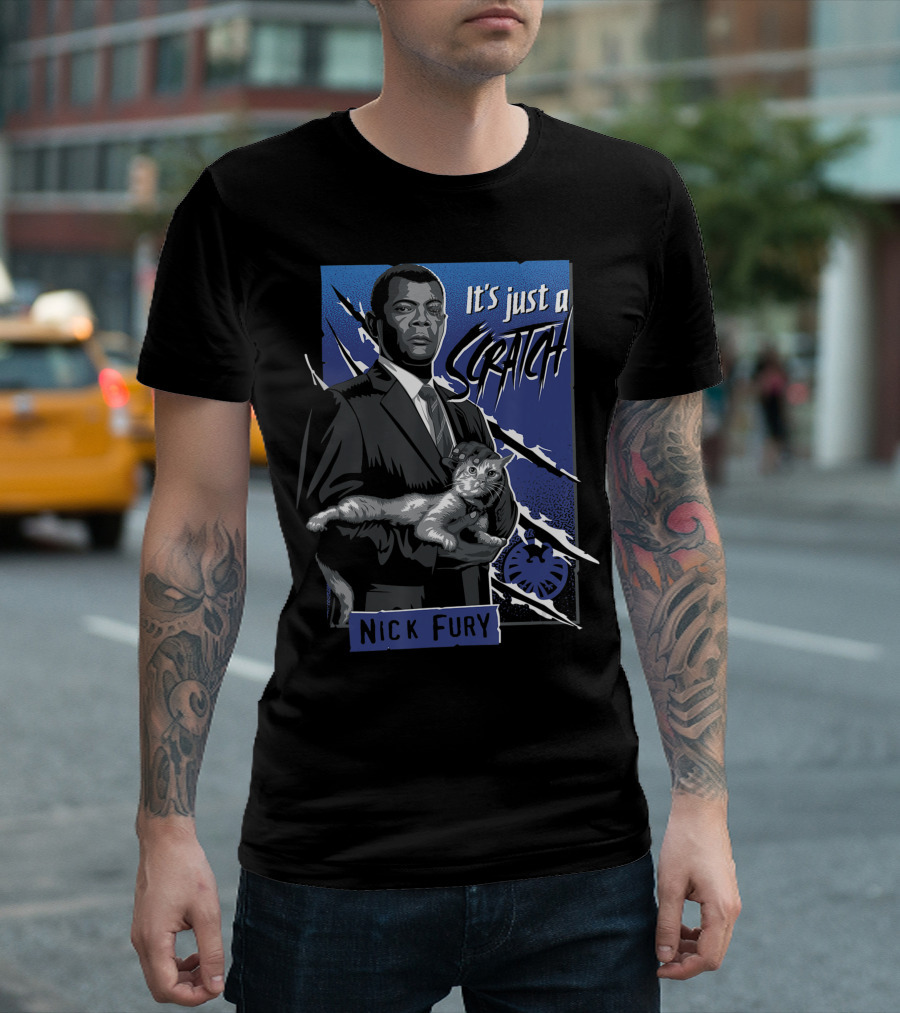 Nick Fury It's Just a Scratch Captain Marvel Goose T-Shirt