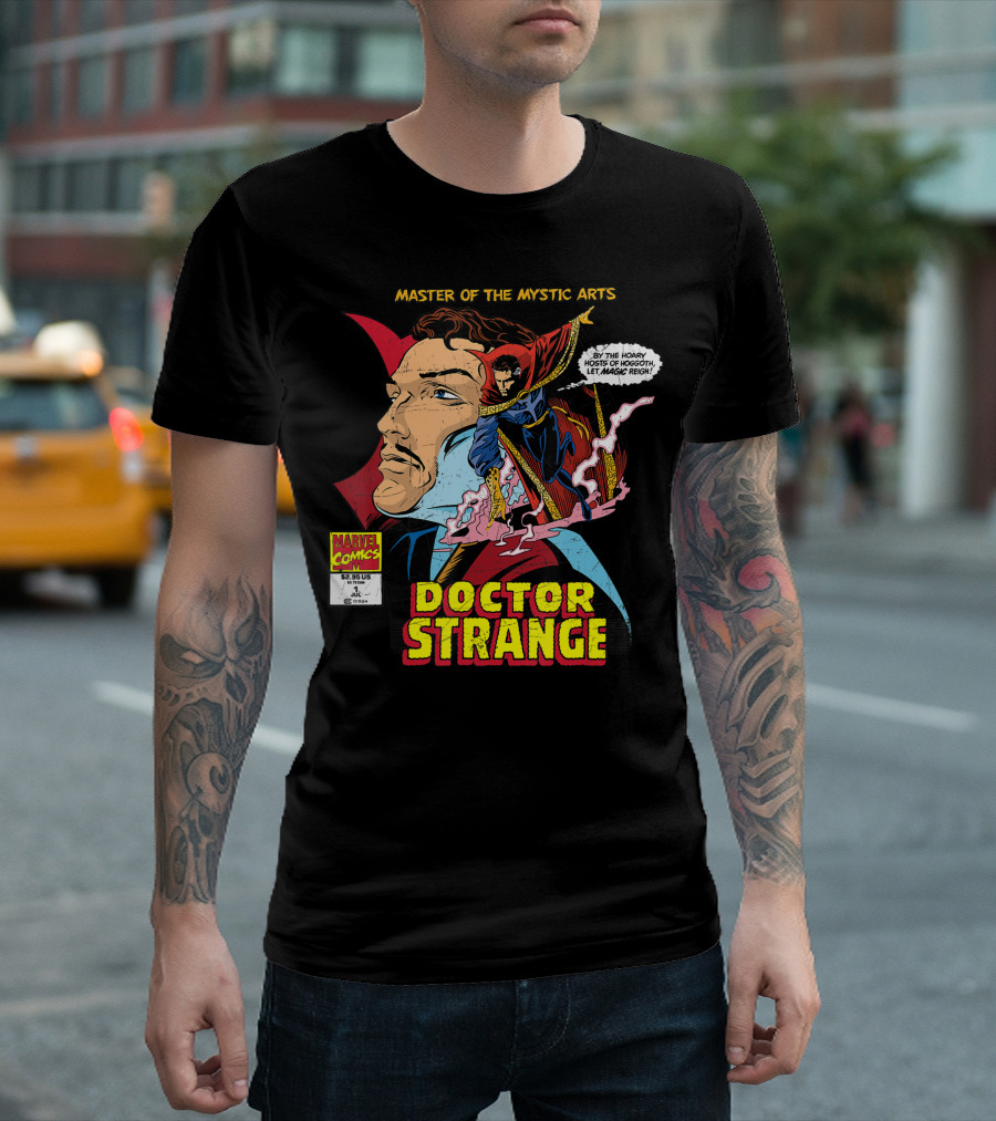 Marvel Comics Doctor Strange Master of the Mystic Arts By the Hoary Hosts of Hoggoth Let Magic Reign T-Shirt