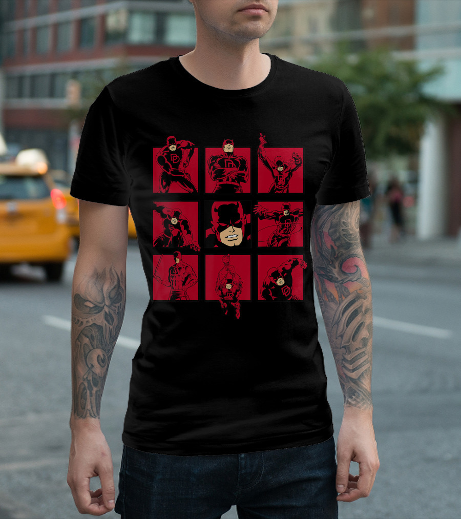 Marvel Daredevil The Faces Of The Man With No Fear Comics Panels T-Shirt
