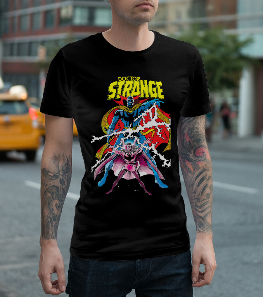 Marvel Doctor Strange Magic Lightning Comic Illustration Doctor Fate Crossover T-Shirt