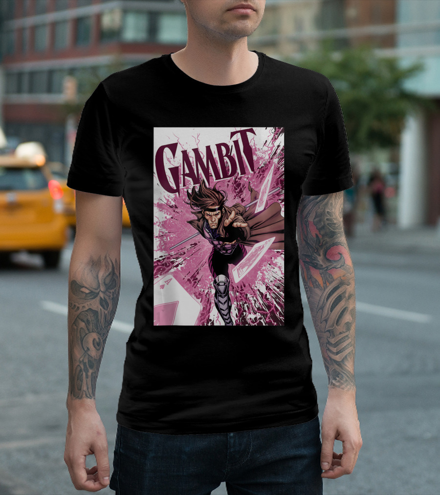 Gambit Marvel Action Pose Dynamic Comic Burst T-Shirt