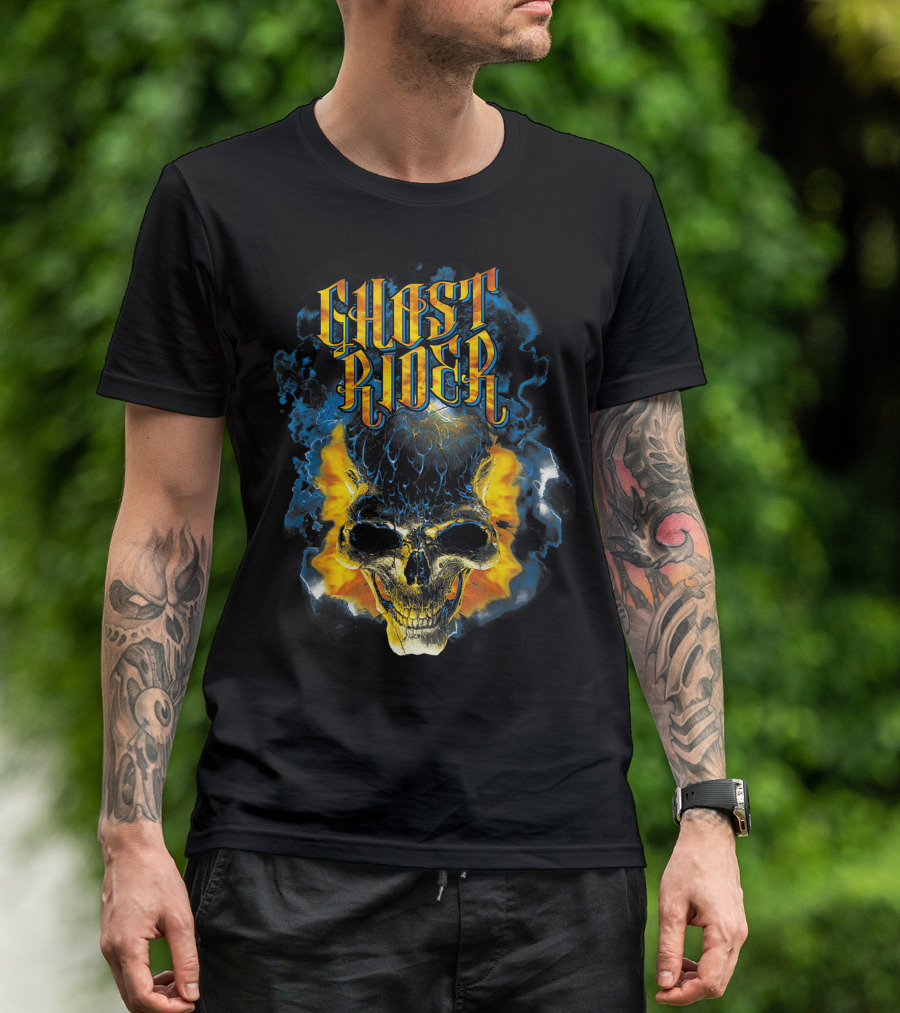 Ghost Rider Skull Flames Urban Street Marvel T-Shirt