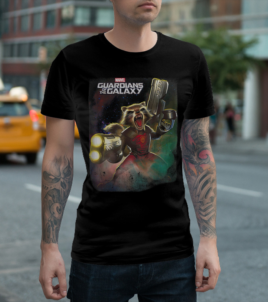 MARVEL Guardians Of The Galaxy Rocket Raccoon With Space Blasters T-Shirt