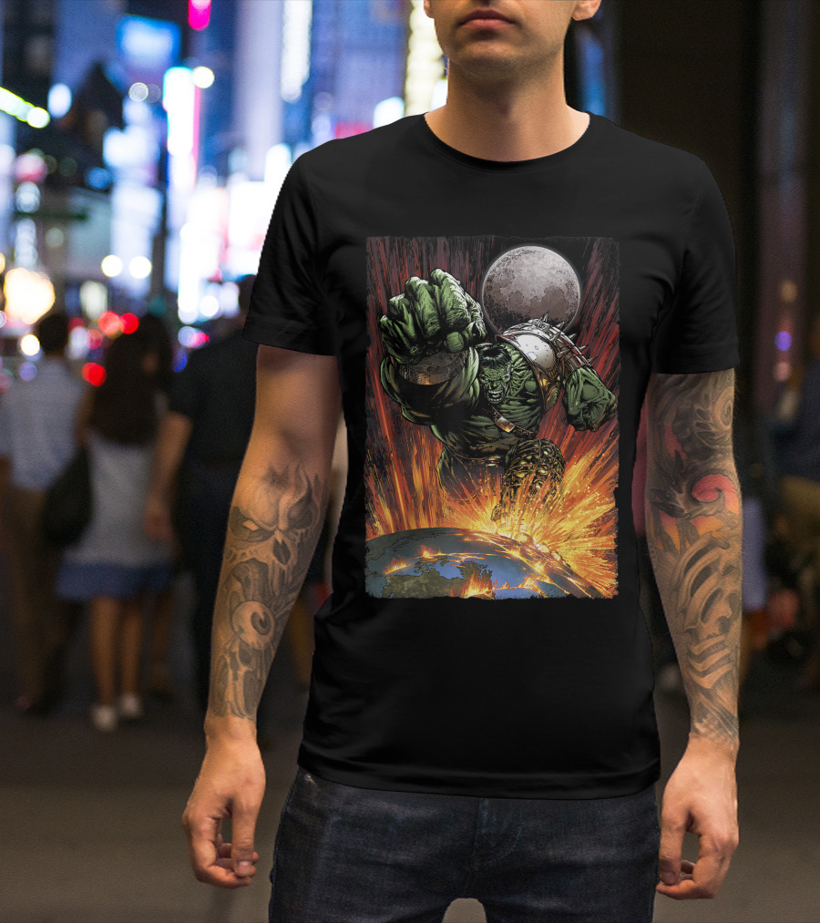 Marvel Hulk Planet Smash Space Fist Moon Explosion T-Shirt