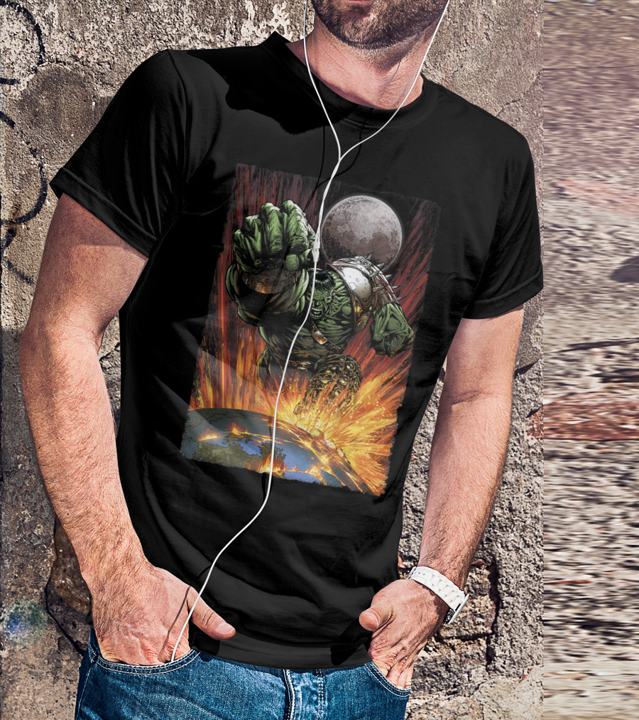 Marvel Hulk Planet Smash Space Fist Moon Explosion T-Shirt