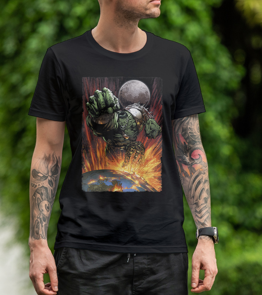 Marvel Hulk Planet Smash Space Fist Moon Explosion T-Shirt