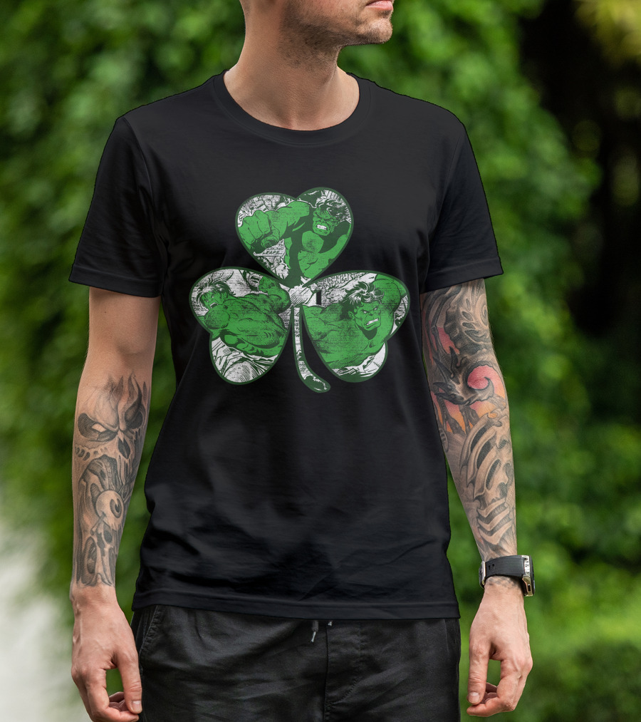 Marvel Hulk Vintage Comic Shamrock St Patricks Day T-Shirt
