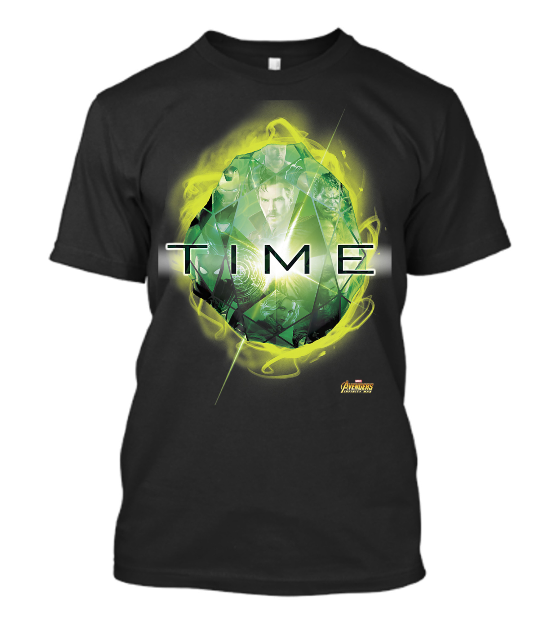 Avengers Infinity War Green Time Stone With Heroes Montage T-Shirt