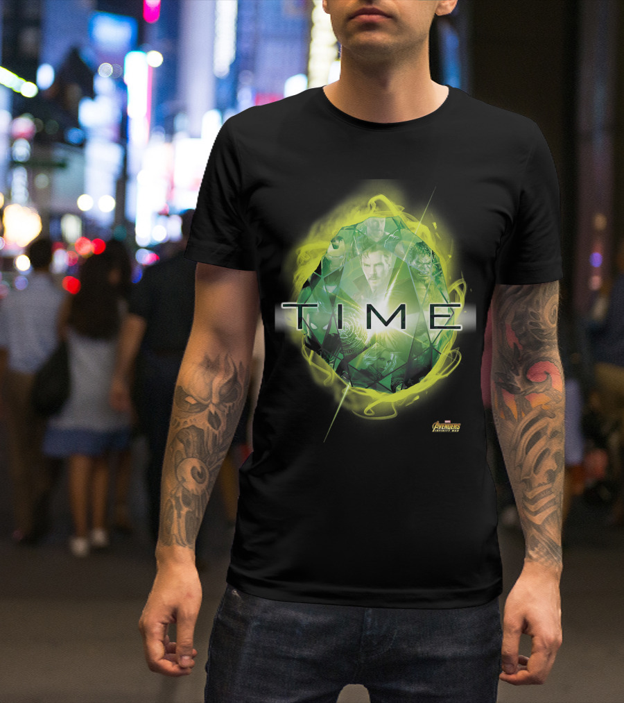 Avengers Infinity War Green Time Stone With Heroes Montage T-Shirt